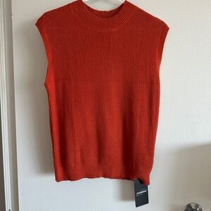 Orange Sleeveless Knit Top Vest NWT